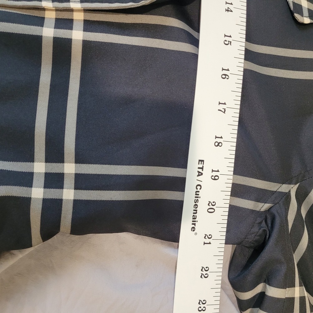 Lauren Ralph Lauren black Plaid Double Breasted Belted Trench Coat Large - Picture 6 of 16